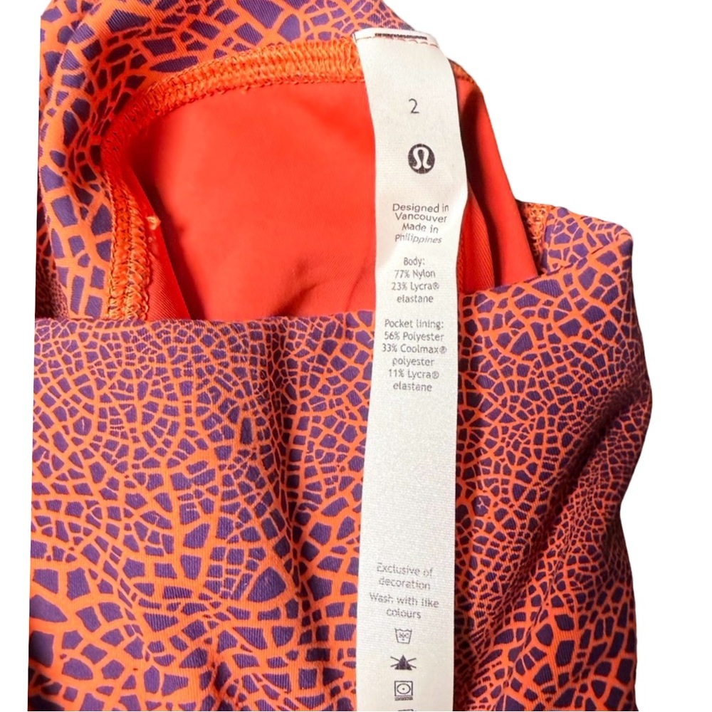 Lululemon Athletica Orange‎ Patterned Leggings - Picture 5 of 6
